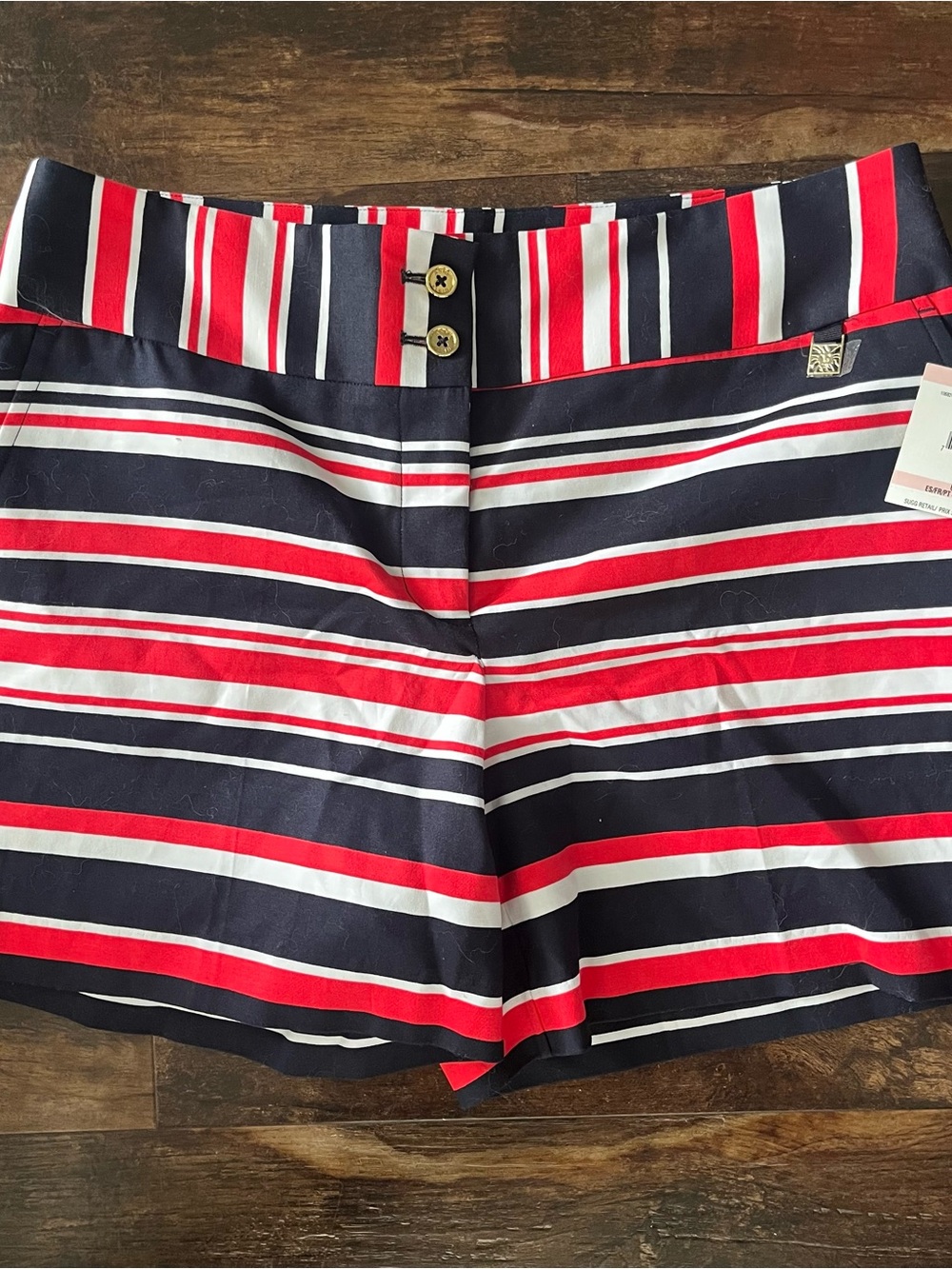 Anne Klein Size 10 Striped Navy, Red & White Women's Shorts